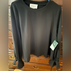 Pomander Place Tuckernuck Black Blouse with Lace Cuffs